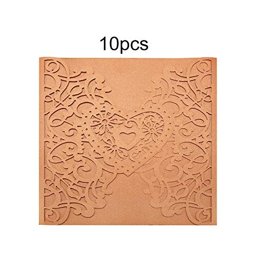 Ldafava Europäische Stil Hochzeitseinladungen Karten Cut Elegante Blankeinladungskarten mit Umschlägen für Hochzeitsbrautdusche Babyparty Abschluss Geburtstagsfeier 10pcs 18x12,5 cm (A) von Ldafava