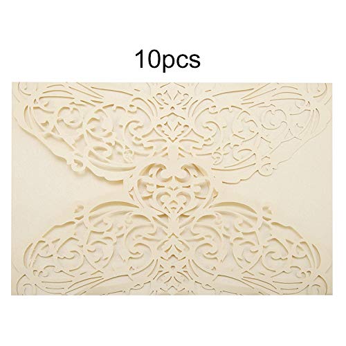Ldafava Europäische Stil Hochzeitseinladungen Karten Cut Elegante Blankeinladungskarten mit Umschlägen für Hochzeitsbrautdusche Babyparty Abschluss Geburtstagsfeier 10pcs 18x12,5 cm (C) von Ldafava