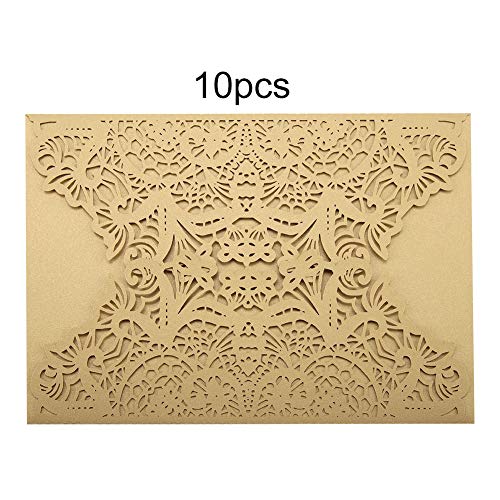 Ldafava Europäische Stil Hochzeitseinladungen Karten Cut Elegante Blankeinladungskarten mit Umschlägen für Hochzeitsbrautdusche Babyparty Abschluss Geburtstagsfeier 10pcs 18x12,5 cm (D) von Ldafava