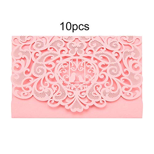Ldafava Europäische Stil Hochzeitseinladungen Karten Cut Elegante Blankeinladungskarten mit Umschlägen für Hochzeitsbrautdusche Babyparty Abschluss Geburtstagsfeier 10pcs 18x12,5 cm (E) von Ldafava