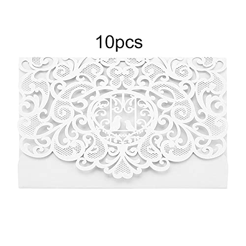 Ldafava Europäische Stil Hochzeitseinladungen Karten Cut Elegante Blankeinladungskarten mit Umschlägen für Hochzeitsbrautdusche Babyparty Abschluss Geburtstagsfeier 10pcs 18x12,5 cm (E) von Ldafava