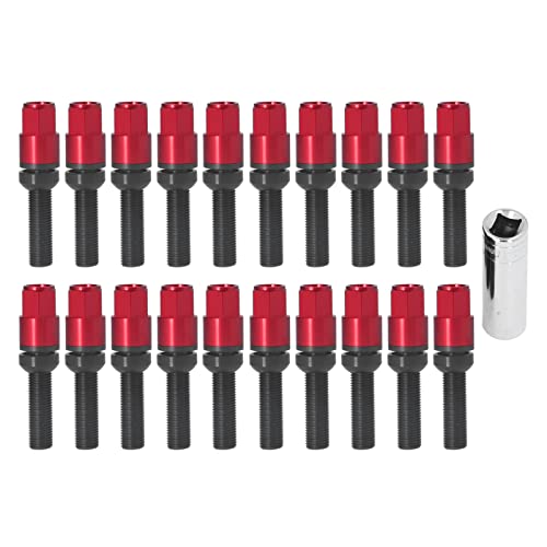 M14x1.5 Lug Bolzen Kegelsitz 45 -mm -Schaft 17mm Sechskantradzubehör Universal für Auto aus matt 35Crmo und Aluminiumlegierung Hochfestes Rostbeständigkeit Langloses Material (Rot) von Ldafava