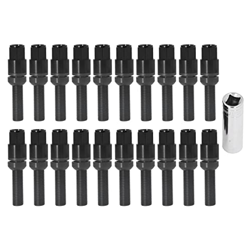 M14x1.5 Lug Bolzen Kegelsitz 45 -mm -Schaft 17mm Sechskantradzubehör Universal für Auto aus matt 35Crmo und Aluminiumlegierung Hochfestes Rostbeständigkeit Langloses Material (Schwarz) von Ldafava