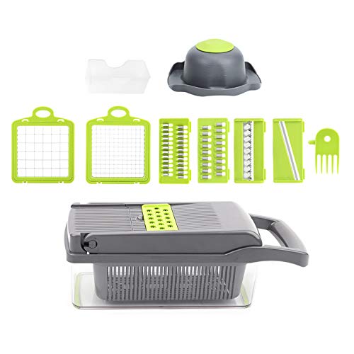 Manuelles Kartoffelschneidewerkzeug Gemüse Obst Cutter Peler Karottenfahrer Dicer Küchenküche mit 7 Klingen Safer Nonskid Basis für Hauskost grün grau 12.6x4.4x4.4in Manuelles Kartoffelschneidewerkzeug Gemüse Obst Cutter Peler Karottenfahrer Dicer Küchenküche mit 7 Klingen Safer Nonskid Basis für Hauskost grün grau 12.6x4.4x4.4in von Ldafava