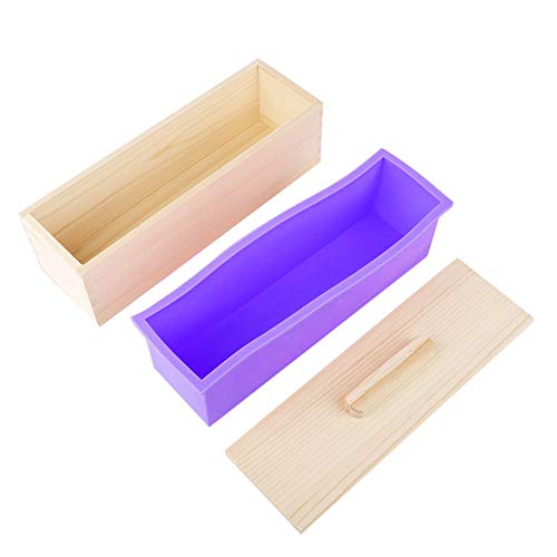 Rechteckige Silikon-Seifenform mit Deckel, 1200 ml, DIY-Werkzeug zum Backen von Kuchen, Eis und Schokolade, lebensmittelechtes, sicheres Material, Violett, großes Fassungsvermögen von Ldafava