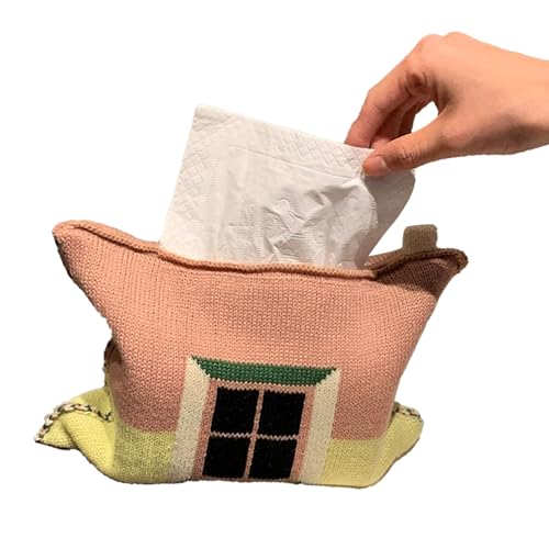 Stoff Tissue Box Baumwollgarn gewebtes dekoratives Gewebespeicherbeutel Spender für Auto Wohnzimmer Küche Haus Bad Weichwaschbar haltbar (Rosa schwarz) (Grüne Orange) (Gelbrot) (Rosa gelb) von Ldafava