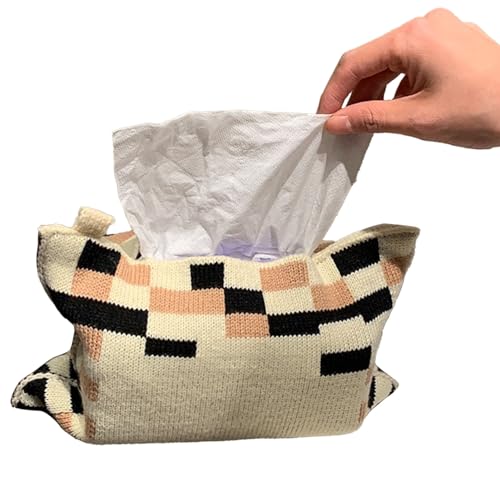 Stoff Tissue Box Baumwollgarn gewebtes dekoratives Gewebespeicherbeutel Spender für Auto Wohnzimmer Küche Haus Bad Weichwaschbar haltbar (Rosa schwarz) von Ldafava