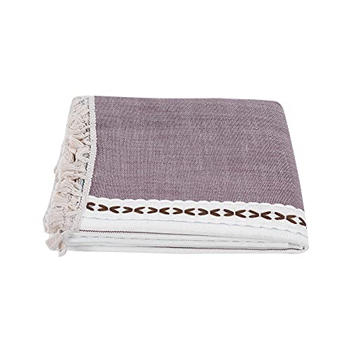 Tassel -Baumwollwäsche Tischdecke Premium weich faltenfeste staubdestellte Tischabdeckung Elegante Dekoration für Esstisch Küchen Restaurant Wohnkultur Grünbraun 55 x 55 Zoll (130x180 51x71inch) von Ldafava