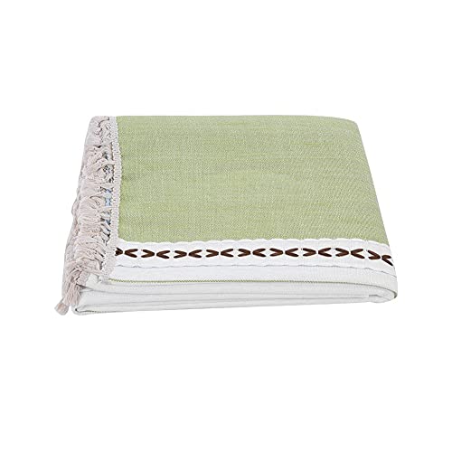 Tassel -Baumwollwäsche Tischdecke Premium weich faltenfeste staubdestellte Tischabdeckung Elegante Dekoration für Esstisch Küchen Restaurant Wohnkultur Grünbraun 55 x 55 Zoll (130x180 51x71inch) von Ldafava