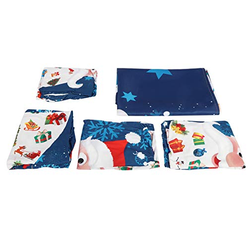 Weihnachts -Tischdecke -Stuhl -Abdeckungen Set Polyester Tischabdeckung ation für Heimküche Esszimmer Urlaub Festliches 5pcs Set Set (Santa Claus auf blauem Hintergrund 140 * 140 cm) von Ldafava