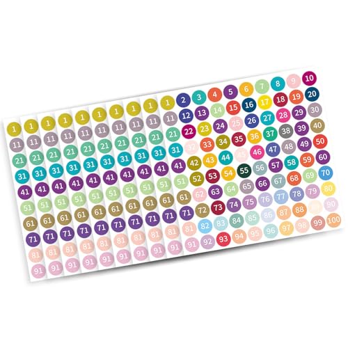 10 Blatt fortlaufende Zahlenaufkleber 1-100 2,5 cm kleine, runde selbstklebende bunte Etiketten für Lagerbestand und Sortierung 10 Blatt fortlaufende Zahlenaufkleber 1-100 2,5 cm kleine, runde selbstklebende bunte Etiketten für Lagerbestand und Sortierung von Ldbuejiaja