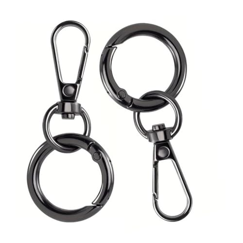 Karabinerverschluss aus Metall mit Schlüsselringen, Schlüsselanhänger-Ringe für Schmuckherstellung, 2 Stück Karabinerverschluss aus Metall mit Schlüsselringen, Schlüsselanhänger-Ringe für Schmuckherstellung, 2 Stück von Ldbuejiaja