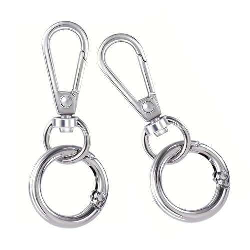Karabinerverschluss aus Metall mit Schlüsselringen, Schlüsselanhänger-Ringe für Schmuckherstellung, 2 Stück Karabinerverschluss aus Metall mit Schlüsselringen, Schlüsselanhänger-Ringe für Schmuckherstellung, 2 Stück von Ldbuejiaja