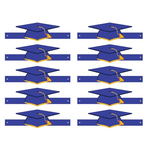 Ldbuejiaja 10 Stück Papier-Abschlusshut mit Quasten, einfach zu montieren, Kopfbedeckung für Schulzeremonien und Feiern von Ldbuejiaja
