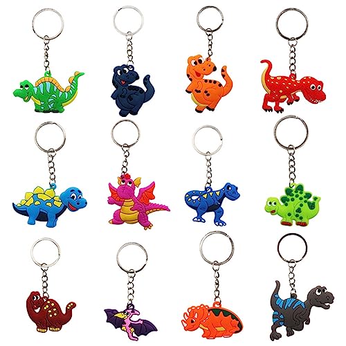 Ldbuejiaja PVC-Dinosaurier-Schlüsselanhänger, Anhänger, Kette, Geburtstag, Party, Geschenke, Taschenfüller, Zubehör, Schlüsselanhänger, Dekoration, 12 Stück von Ldbuejiaja