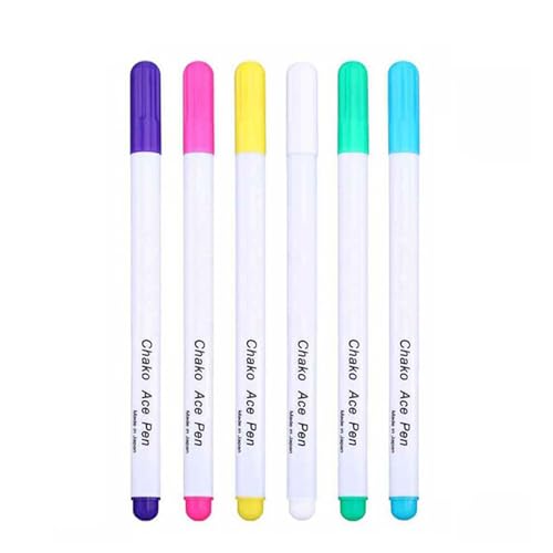 Ldbuejiaja Stoffmacher, wasserlöschbarer Markierstift, wasserlöslich, Trickmarker, verschwindende Tinte, Stift zum Nähen und Handarbeiten, 6 Stück von Ldbuejiaja