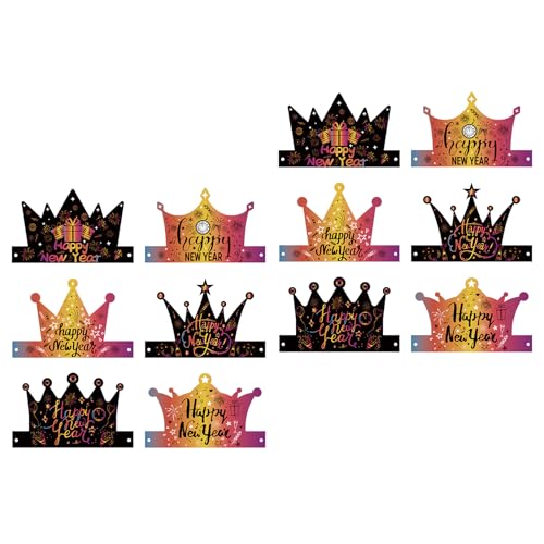 Papierhüte für Erwachsene und Kinder, Neujahrsparty-Hut, Neujahrsparty-Zubehör für Heimdekorationen, 12 Stück von Ldbuejiaja