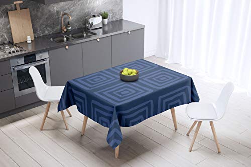 Le Jardin du Lin Küchendekoration, Tischdecke, Blau, 140 x 140 Cm - Entworfen und hergestellt in der Türkei Le Jardin du Lin Küchendekoration, Tischdecke, Blau, 140 x 140 Cm - Entworfen und hergestellt in der Türkei von Bonamaison