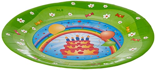 10 Teller aus kompostierbarem Karton Durchmesser 18 cm Happy Party von Le Nappage