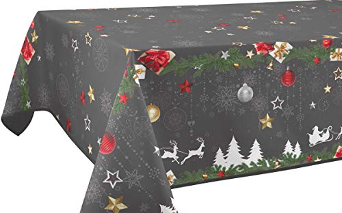 Tischdecke Fleckabweisende Weihnachten Grau - Rechteckig 150 x 240 cm von Le linge de Jules