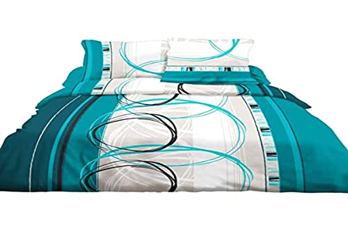 Le linge de Jules Bettwäsche Bettlaken + Spannbetttuch 140 x 190 + 2 bezugsfertig – Reiner Baumwolle 57 Fäden – Rad L türkis von Le linge de Jules