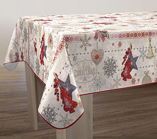 Tischdecke Fleckabweisende Frohe Weihnachten - Rechteckig 150 x 350 cm von Le linge de Jules