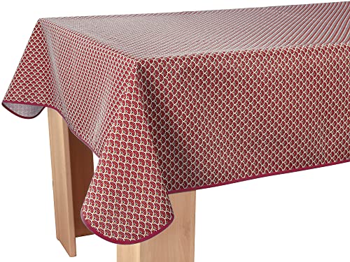 Tischdecke Fleckabweisende Pfau Bordeaux - Rechteckig 150 x 300 cm von Le linge de Jules