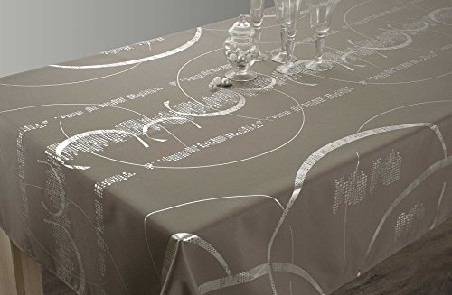 Le linge de Jules Tischdecke Shiny Rechteckige 150x200 cm - Pflegeleicht - Taupe mit glänzende-Motiven von Le linge de Jules