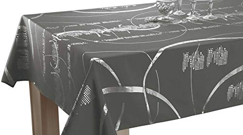 Le linge de Jules Tischdecke Shiny Rechteckige 150x350 cm - Pflegeleicht - Dunkelgrau mit glänzende-Motiven von Le linge de Jules