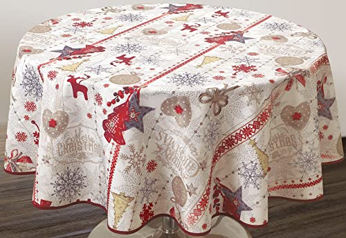 Le linge de Jules Joyeux-Noël-Ronde-diamètre-160 Fleckabweisende Rund Tischdecke, Frohe Weihnachten, 160cm Durchmesser Le linge de Jules Joyeux-Noël-Ronde-diamètre-160 Fleckabweisende Rund Tischdecke, Frohe Weihnachten, 160cm Durchmesser von Le linge de Jules