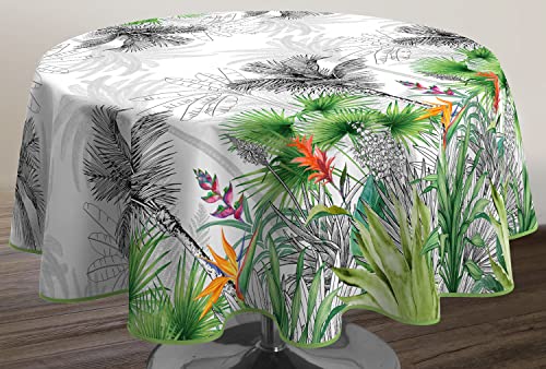 Tischdecke Fleckabweisende Paradiesblüte - Oval 150 x 240 cm von Le linge de Jules