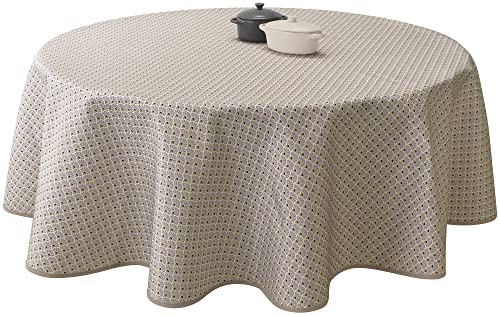 Tischdecke Fleckabweisende Pfau Beige - Rund 160 cm von Le linge de Jules