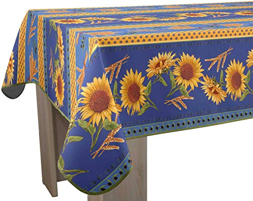 Tischdecke Fleckabweisende Tournesol Blau - Rechteckig 150 x 200 cm von Le linge de Jules