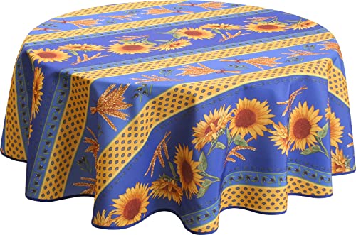 Tischdecke Fleckabweisende Tournesol Blau - Rund 160 cm von Le linge de Jules