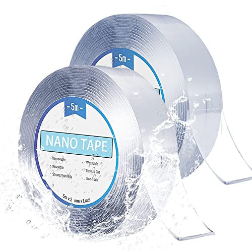 2 Pack 5M*20MM Doppelseitiges Nano Klebeband Extra Stark, Wiederverwendbare, Waschbares, Spurloses Nano Klebebänder für Wandfotos, Poster, Teppiche 2 Pack 5M*20MM Doppelseitiges Nano Klebeband Extra Stark, Wiederverwendbare, Waschbares, Spurloses Nano Klebebänder für Wandfotos, Poster, Teppiche von LeFeirr