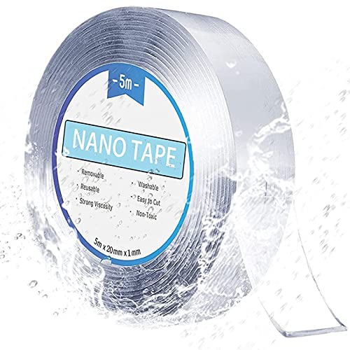 5M*20MM Doppelseitiges Nano Klebeband Extra Stark, Wiederverwendbare, Waschbares, Spurloses Nano Klebebänder für Wandfotos, Poster, Teppiche von LeFeirr