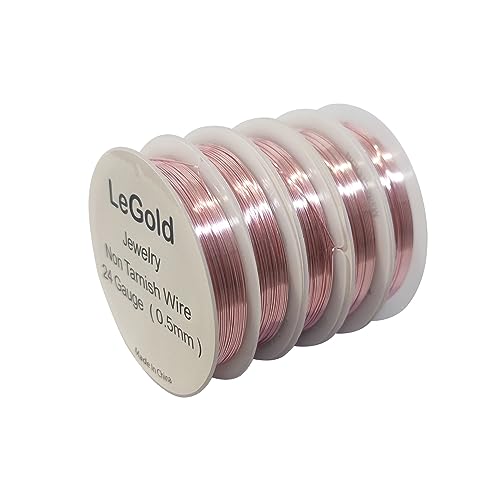 LeGold Kupferdraht, rund, 24 Gauge, 9,1 m, 5 Spule, nicht anlaufgeschützt, rotgoldfarben von LeGold