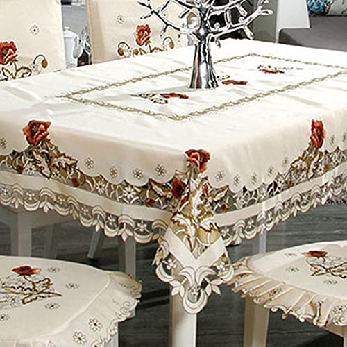 LeLehome Tischdecke mit Blumenstickerei, Vintage-Stil, Quaste, Blumenmuster, Beige, längliche Tischdecke für Heimdekoration, Esstisch, 144 x 213 cm, rote Rose LeLehome Tischdecke mit Blumenstickerei, Vintage-Stil, Quaste, Blumenmuster, Beige, längliche Tischdecke für Heimdekoration, Esstisch, 144 x 213 cm, rote Rose von LeLehome
