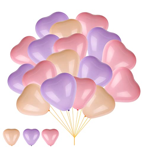 60 Herzluftballons Lila Rosa Orange - 10 Zoll Herz Luftballons, Latex Ballons mit Herzform für Hochzeitsdeko Brautdusche Valentinstag Geburtstags Verlobung JGA Party Deko von LeaderPro