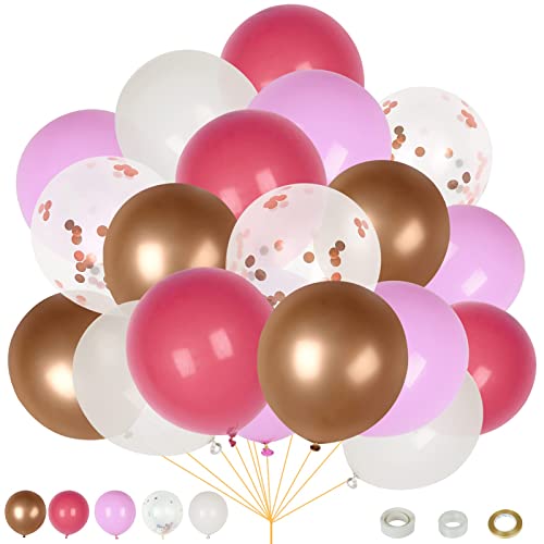 Luftballons - Rosa 60 Stück 12 Zoll Geburtstag Luftballons Silber Konfetti mit Bändern, Hochzeit Hochzeitsballons für Hochzeit, Geburtstag, Party, Graduierung, Deko von LeaderPro