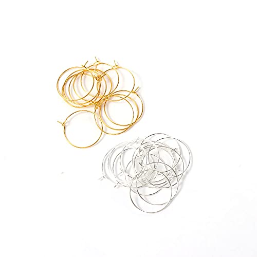 Leadigol 200 Stück Weinglas-Charm-Ringe, 25 mm, Silber und Gold, Weinglas-Charm-Ringe, offener Bindering, Ohrringe, Perlenreifen für Schmuckherstellung, Handwerk, Kunst, DIY von Leadigol