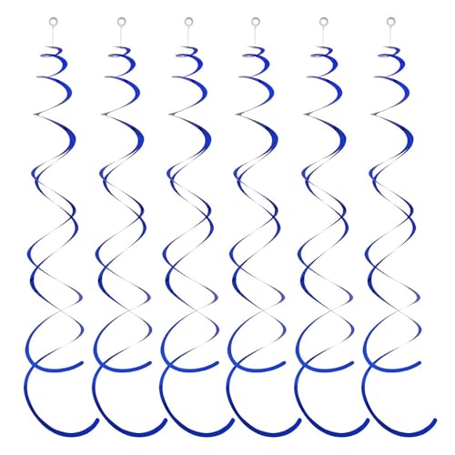 Leadrop Hängende Party-Swirl-Dekoration, leicht abziehbare Wirbel, 6 Stück Spiral-Anhänger-Luftschlangen, Kunststoff-Luftschlangen, Doppelschwanz-Deckenfolie Dunkelblau von Leadrop