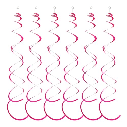 Leadrop Hängende Party-Swirl-Dekoration, leicht abziehbare Wirbel, 6 Stück Spiral-Anhänger-Luftschlangen, Kunststoff-Luftschlangen, Doppelschwanz-Deckenfolie Rosenrot von Leadrop