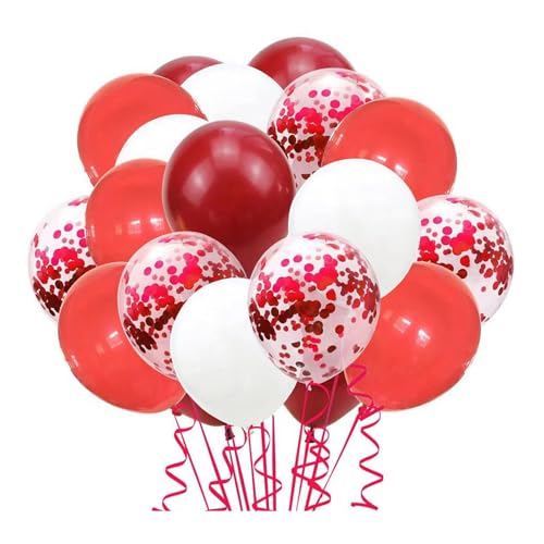 Pailletten-Luftballons, Latex-Luftballons, 1 Set, weiß, goldgelb, Latex-Ballon-Set, Geburtstag, Hochzeit, Brautparty, Pailletten-Band-Ballon, Party-Dekorationsset Rot von Leadrop