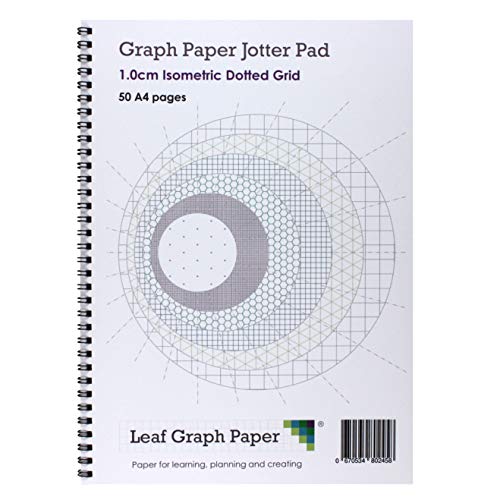 A4 1 cm Isometrisch Dotted Grid Notizblock, 50 Seiten, Rückwand von Leaf Graph Paper