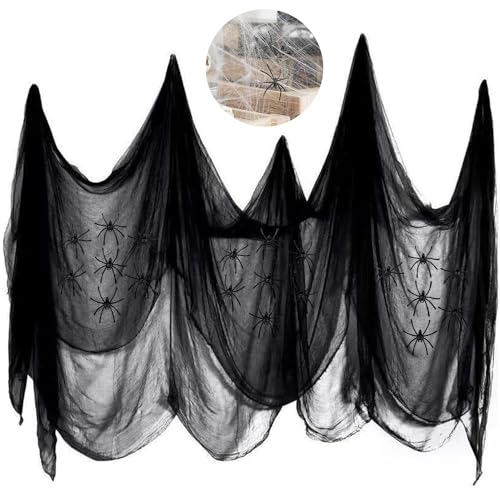 Leafs Halloween Deko Schwarz Gaze 500 x 215 cm Halloween Deko Horror Spinnennetz mit 20 Spinnen Halloween Deko Outdoor für Die Türen Hallen Veranden Decks Fenster Tore Garten Leafs Halloween Deko Schwarz Gaze 500 x 215 cm Halloween Deko Horror Spinnennetz mit 20 Spinnen Halloween Deko Outdoor für Die Türen Hallen Veranden Decks Fenster Tore Garten von Leafs