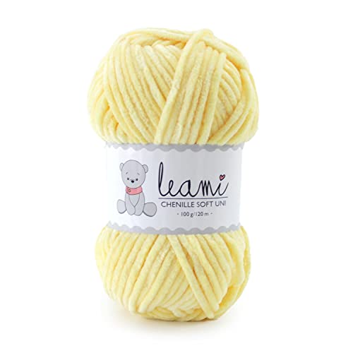 LEAMI Chenille Garn, Gelb, 100g/120m, Polyester LEAMI Chenille Garn, Gelb, 100g/120m, Polyester von Leami