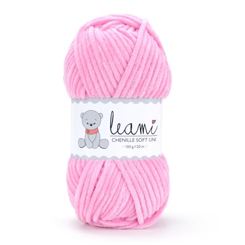 LEAMI Chenille Garn Rosa (100g/120m) von Leami