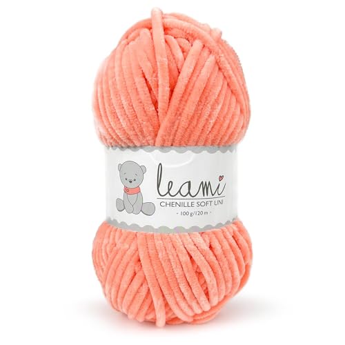 LEAMI Chenille Garn UNI (100g/120m) 155 lachs hell von Leami