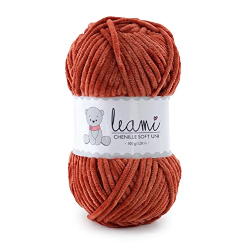 LEAMI Chenille Garn UNI 118 fuchs (100g/120m) von Leami